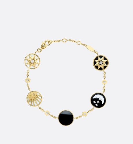 Rose Des Vents and Rose Céleste Bracelet • Yellow and White Gold, Diamond, Mother-of-Pearl and Onyx
