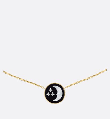 Rose Céleste Necklace • Yellow and White Gold, Diamond, Onyx and Mother-of-pearl