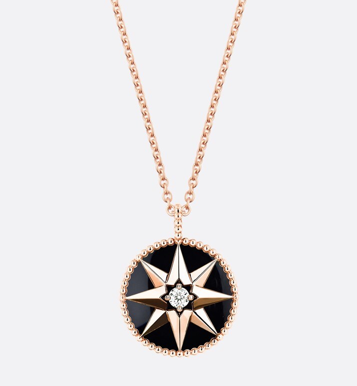 Medium Rose Des Vents Medallion • Rose Gold, Diamond and Onyx
