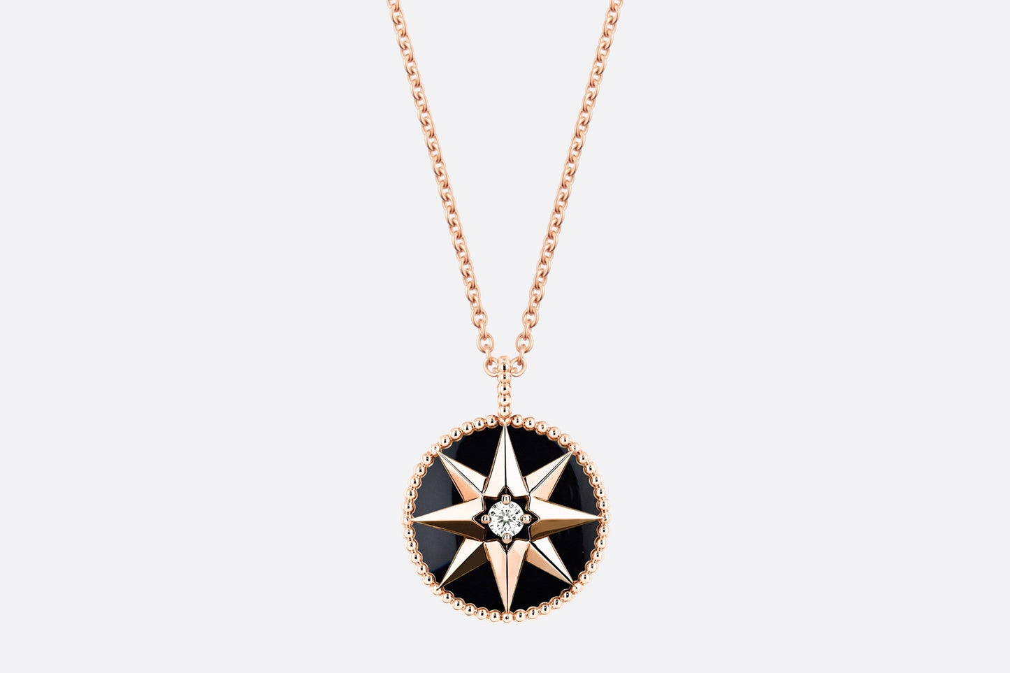 Medium Rose Des Vents Medallion • Rose Gold, Diamond and Onyx