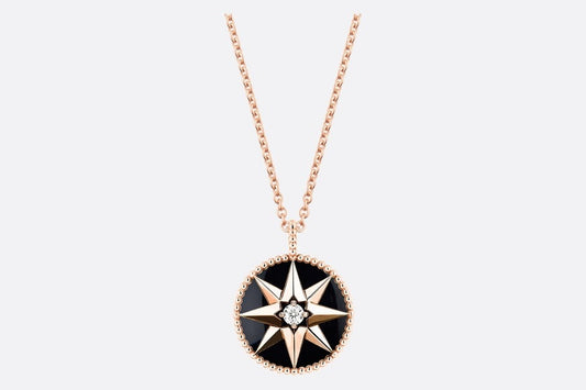 Medium Rose Des Vents Medallion • Rose Gold, Diamond and Onyx