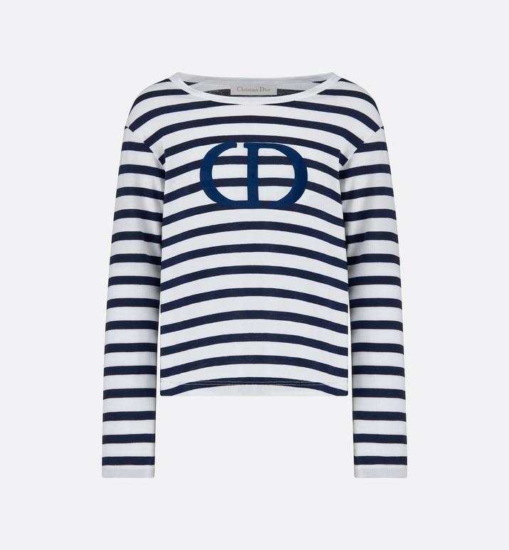 T-Shirt • White and Navy Blue Cotton Jersey