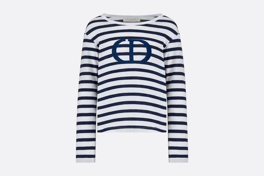 T-Shirt • White and Navy Blue Cotton Jersey
