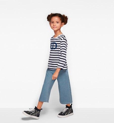 T-Shirt • White and Navy Blue Cotton Jersey