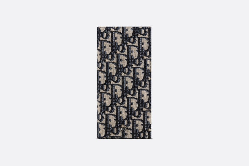 Vertical Long Wallet • Beige and Black Dior Oblique Jacquard