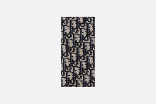 Vertical Long Wallet • Beige and Black Dior Oblique Jacquard