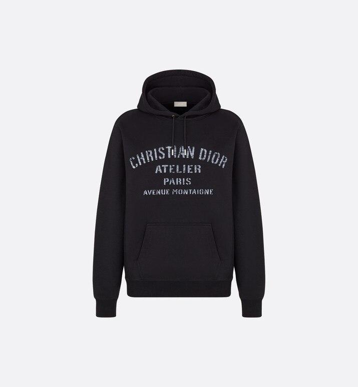 Oversized 'Christian Dior Atelier' Hooded Sweatshirt • Black Cotton Fleece