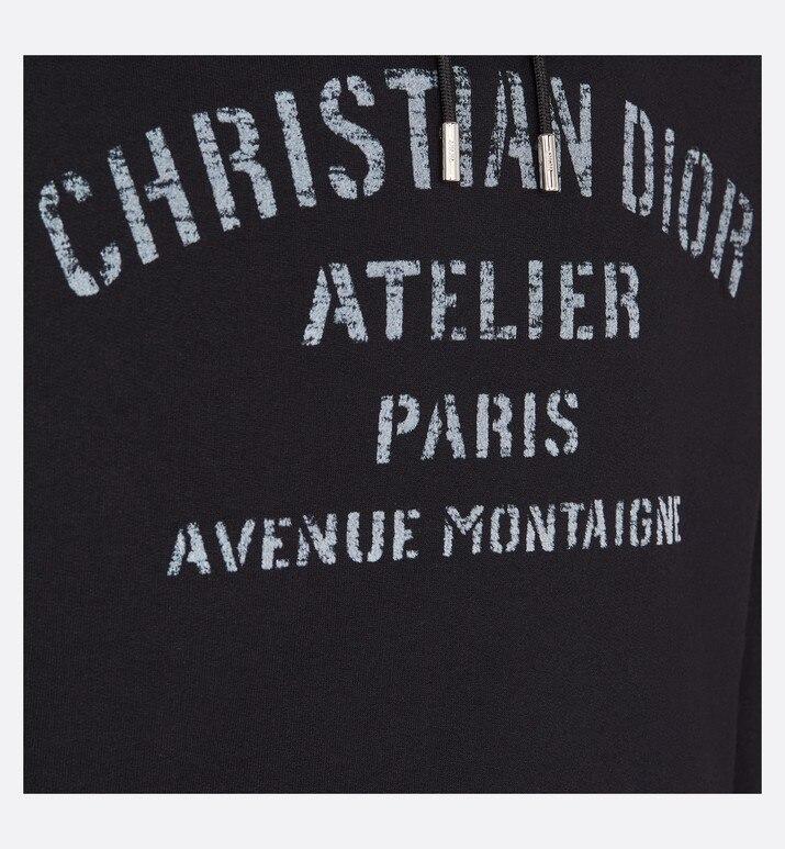 Oversized 'Christian Dior Atelier' Hooded Sweatshirt • Black Cotton Fleece