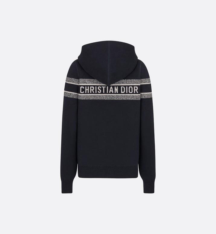 Reversible Zipped Cardigan with Hood • Blue Dior Oblique Cashmere