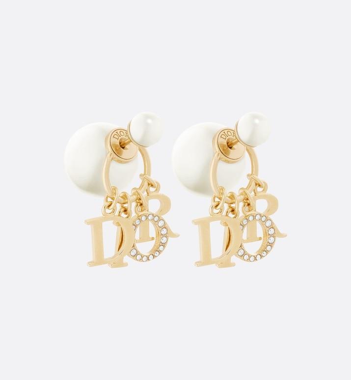 Dior Tribales Earrings • Gold-Finish Metal, White Resin Pearls and White Crystals