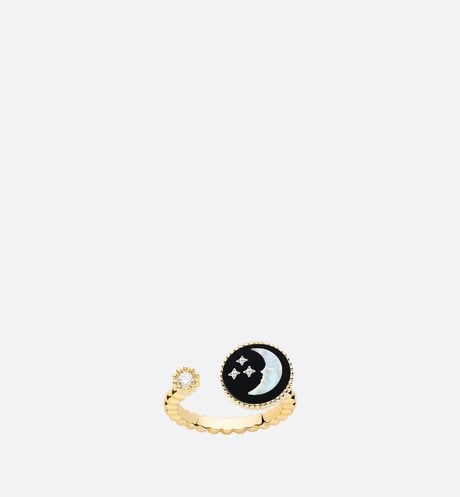 Rose Céleste Ring • Yellow and White Gold, Diamond, Onyx and Mother-of-Pearl