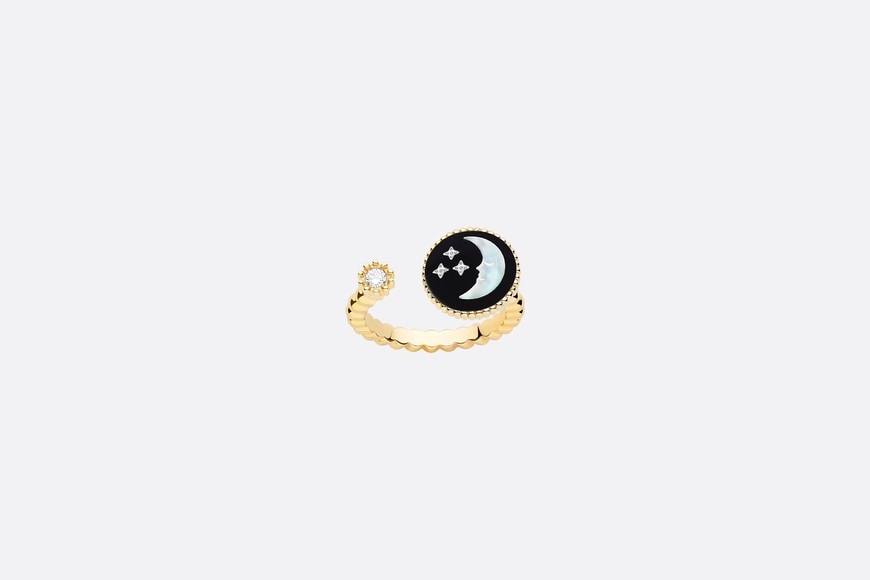 Rose Céleste Ring • Yellow and White Gold, Diamond, Onyx and Mother-of-Pearl