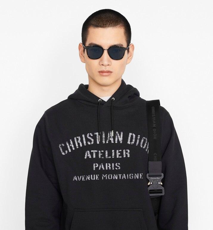 Oversized 'Christian Dior Atelier' Hooded Sweatshirt • Black Cotton Fleece