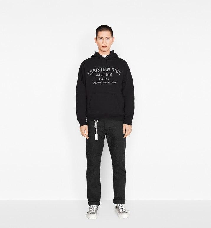 Oversized 'Christian Dior Atelier' Hooded Sweatshirt • Black Cotton Fleece