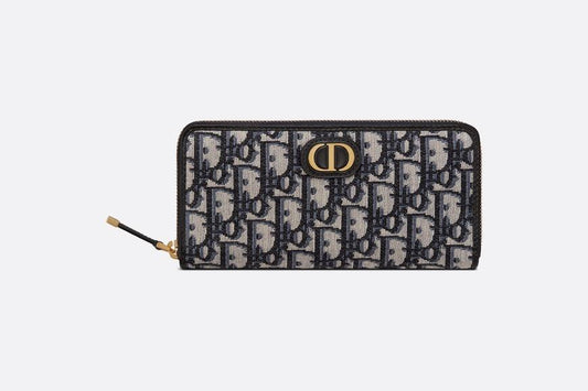 30 Montaigne Wallet • Blue Dior Oblique Jacquard