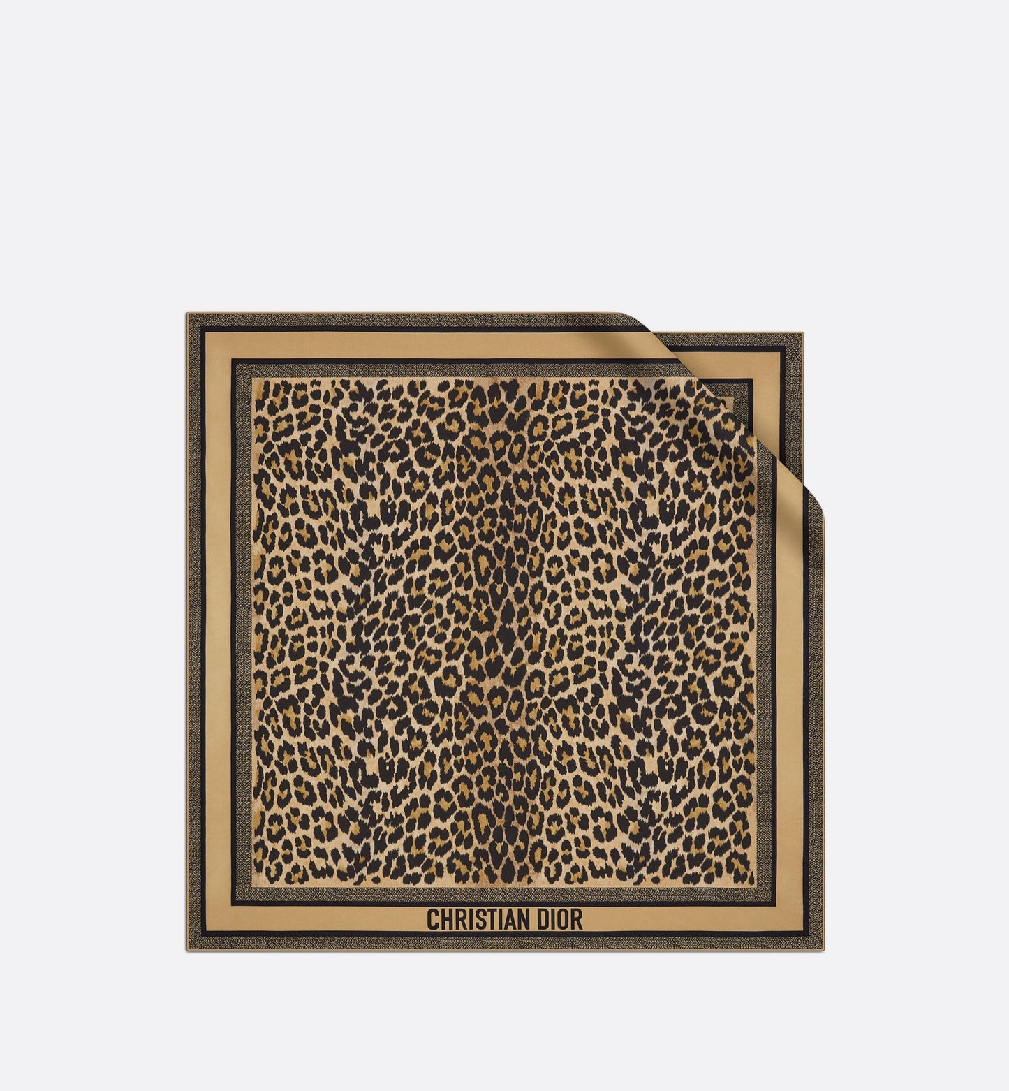 Diortwin Mizza Square Scarf • Beige Multicolor Silk Twill