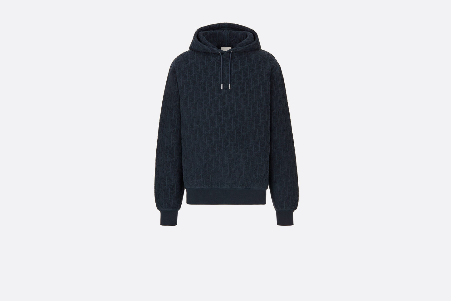 Oversized Hooded Sweatshirt with Dior Oblique Motif • Navy Blue Terry Cotton Jacquard
