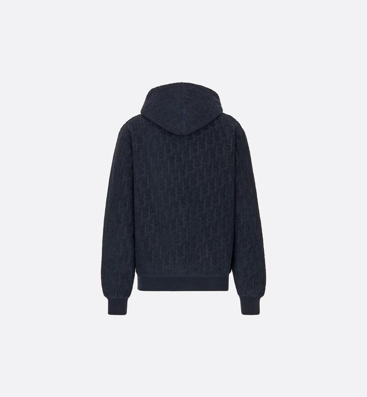Oversized Hooded Sweatshirt with Dior Oblique Motif • Navy Blue Terry Cotton Jacquard