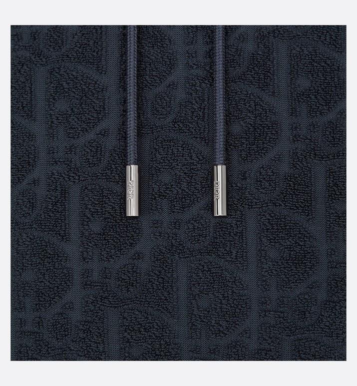 Oversized Hooded Sweatshirt with Dior Oblique Motif • Navy Blue Terry Cotton Jacquard