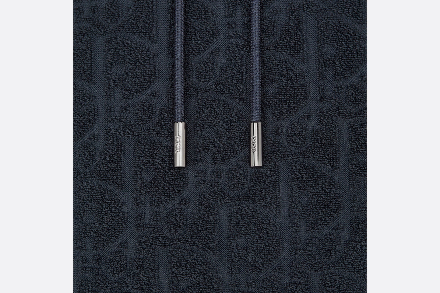 Oversized Hooded Sweatshirt with Dior Oblique Motif • Navy Blue Terry Cotton Jacquard