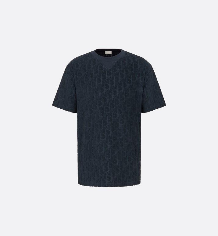 Oversized Dior Oblique T-Shirt • Navy Blue Terry Cotton Jacquard