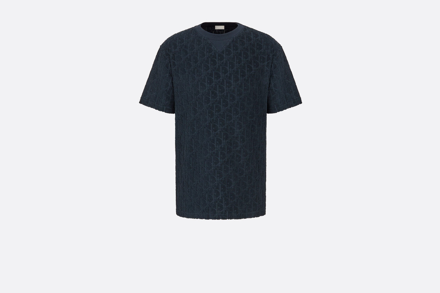 Oversized Dior Oblique T-Shirt • Navy Blue Terry Cotton Jacquard