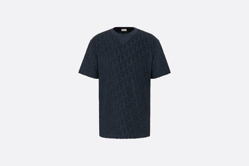 Oversized Dior Oblique T-Shirt • Navy Blue Terry Cotton Jacquard