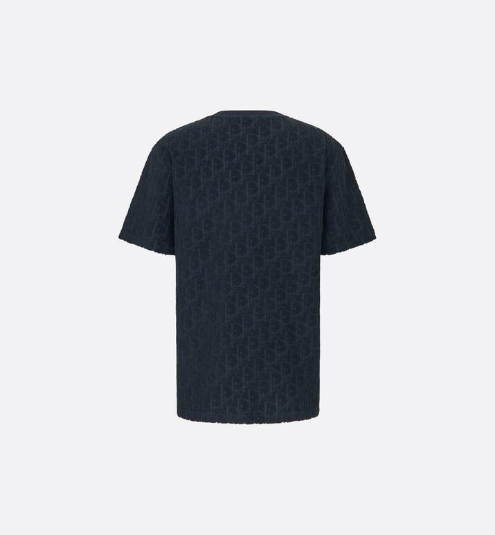 Oversized Dior Oblique T-Shirt • Navy Blue Terry Cotton Jacquard
