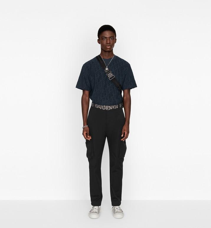 Oversized Dior Oblique T-Shirt • Navy Blue Terry Cotton Jacquard