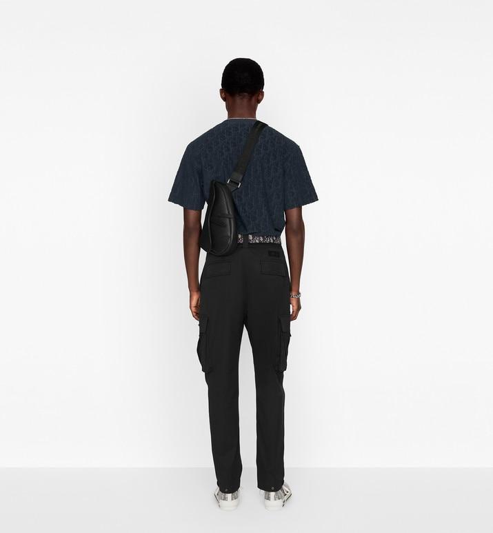 Oversized Dior Oblique T-Shirt • Navy Blue Terry Cotton Jacquard