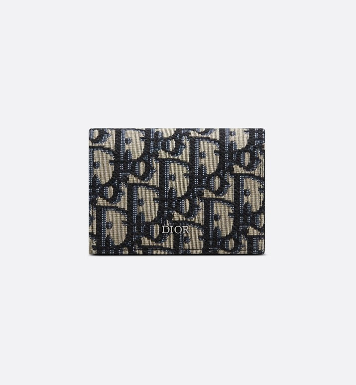 Business Card Holder • Beige and Black Dior Oblique Jacquard