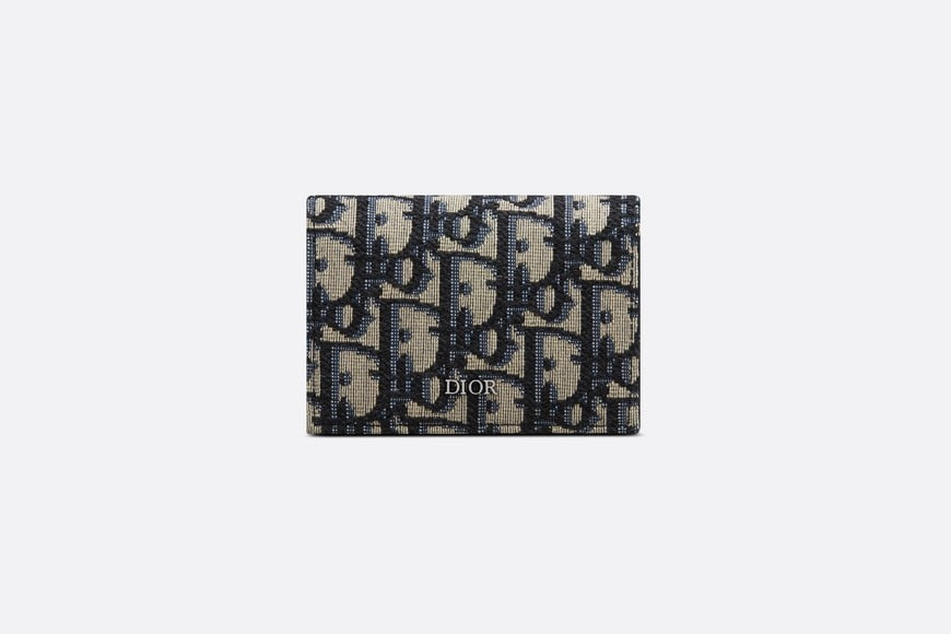 Business Card Holder • Beige and Black Dior Oblique Jacquard