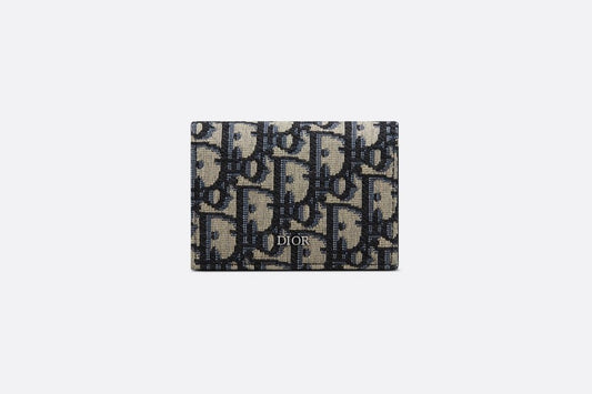 Business Card Holder • Beige and Black Dior Oblique Jacquard