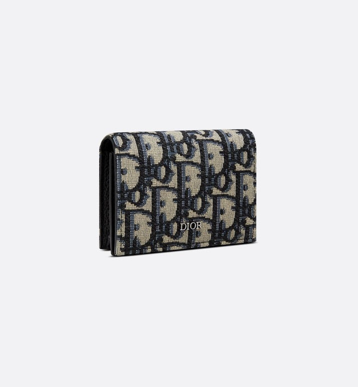 Business Card Holder • Beige and Black Dior Oblique Jacquard