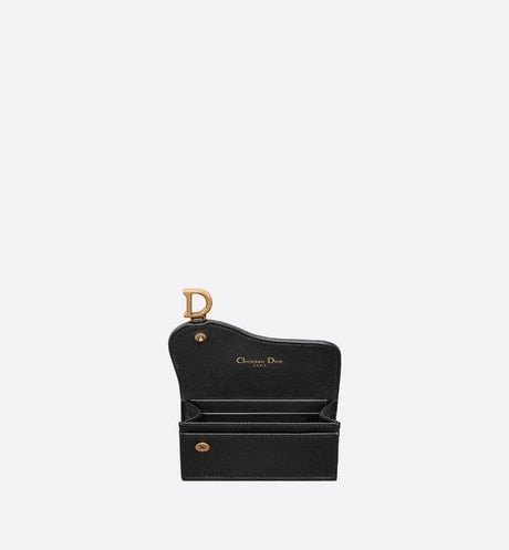 Saddle Flap Card Holder • Black Grained Calfskin