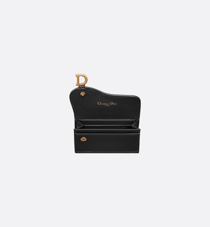 Saddle Flap Card Holder • Black Grained Calfskin