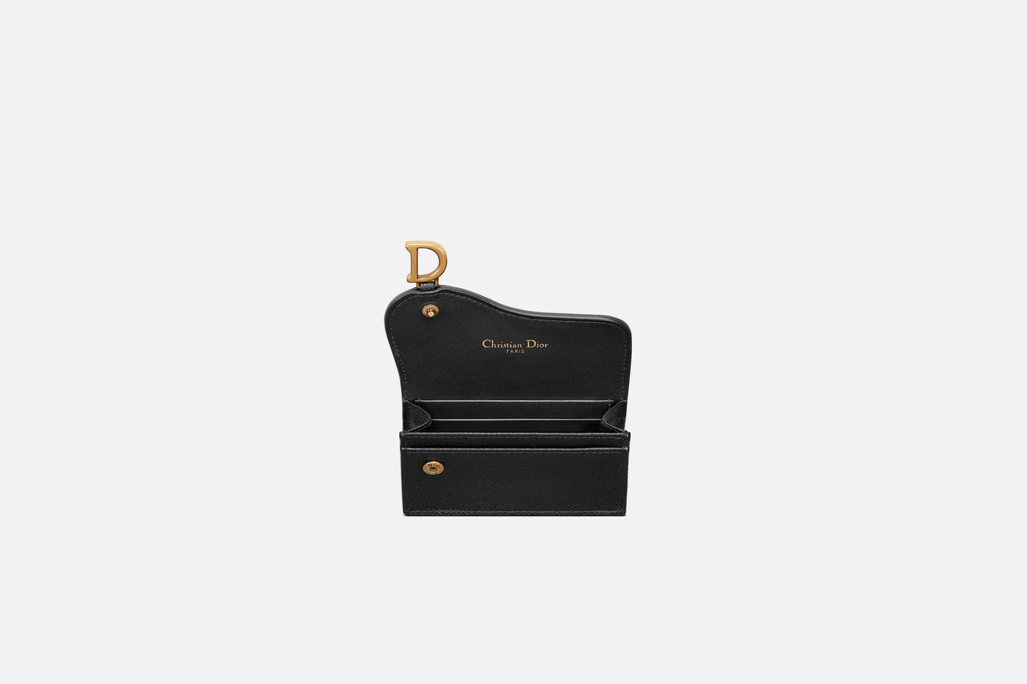Saddle Flap Card Holder • Black Grained Calfskin