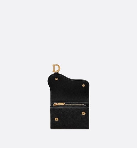 Saddle Lotus Wallet • Black Grained Calfskin