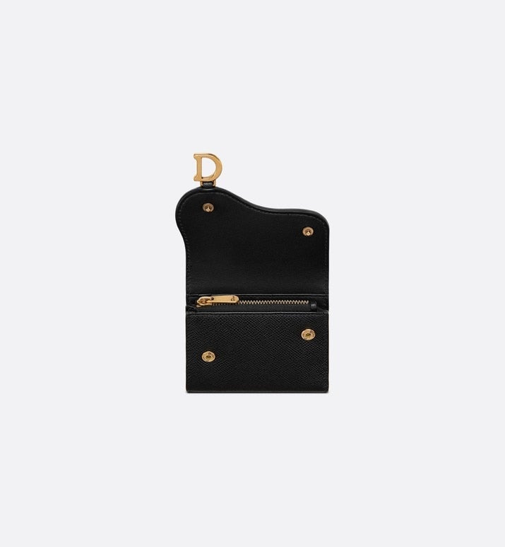 Saddle Lotus Wallet • Black Grained Calfskin