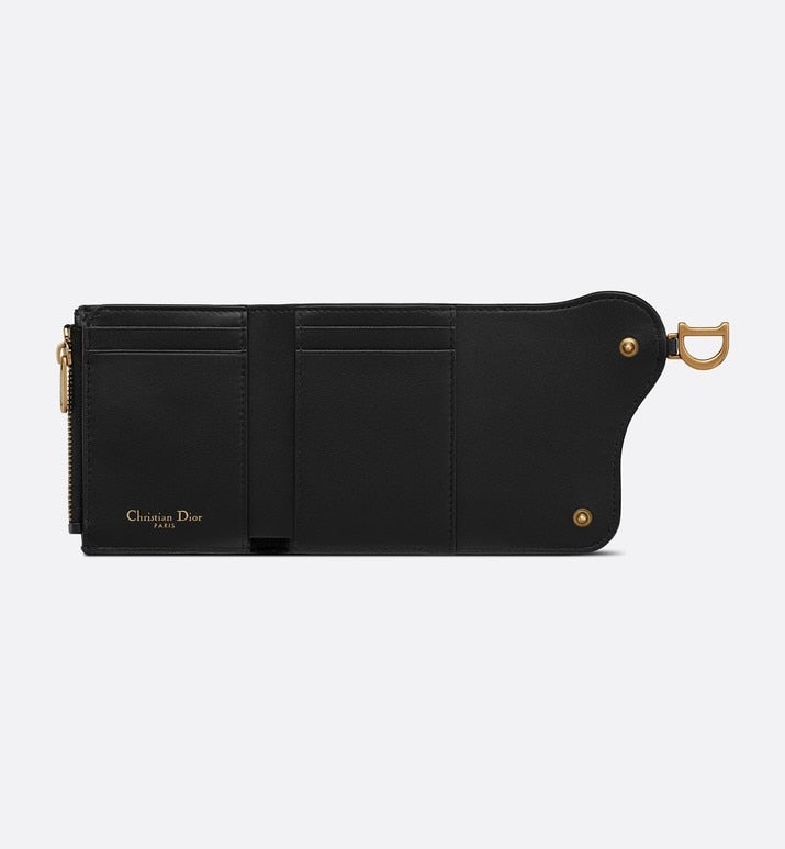 Saddle Lotus Wallet • Black Grained Calfskin