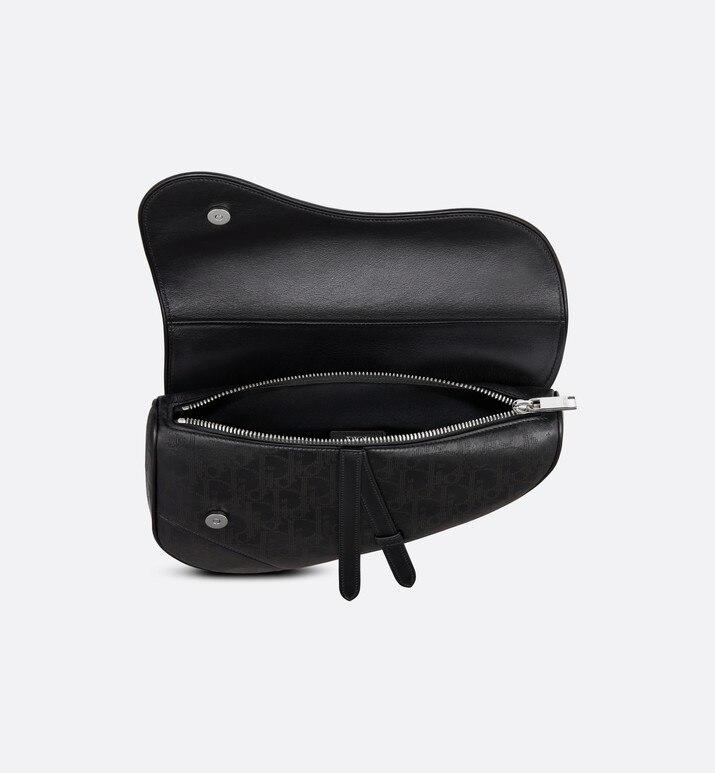 Saddle Bag • Black Dior Oblique Galaxy Leather