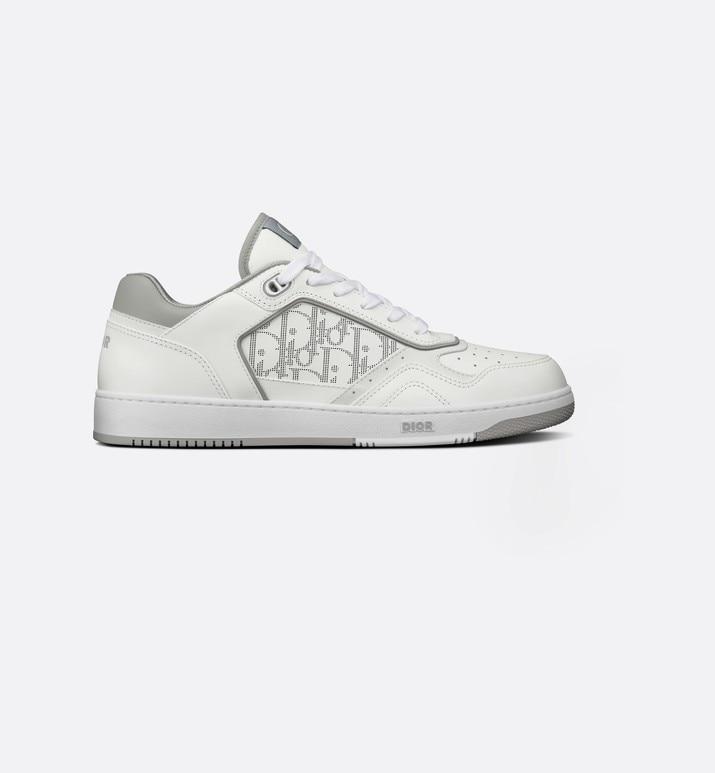 B27 Low-Top Sneaker • White and Gray Smooth Calfskin with White Dior Oblique Galaxy Leather