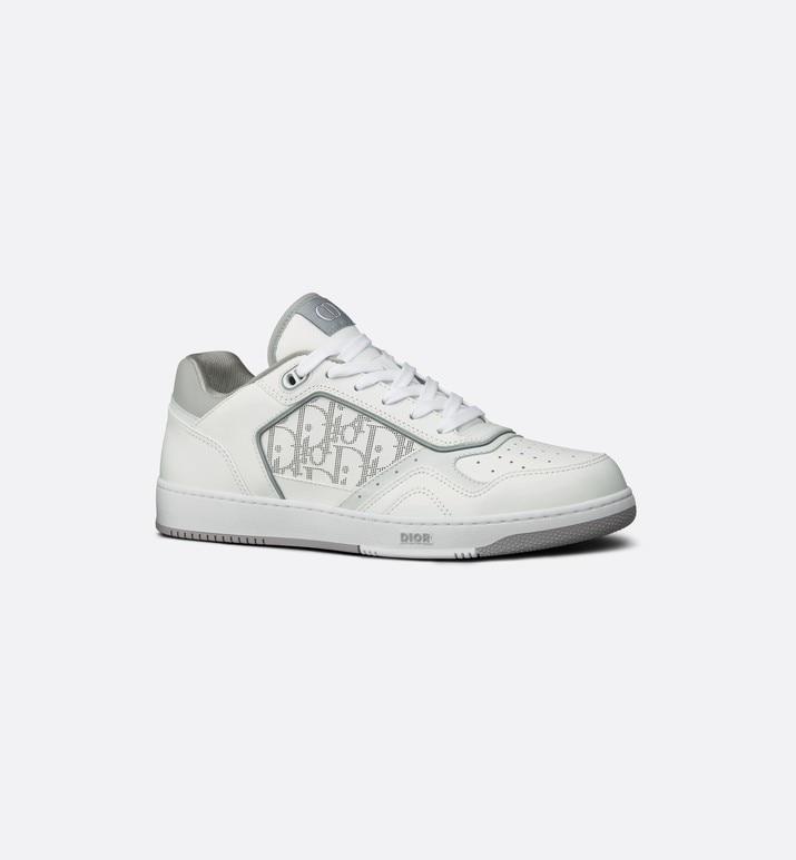 B27 Low-Top Sneaker • White and Gray Smooth Calfskin with White Dior Oblique Galaxy Leather