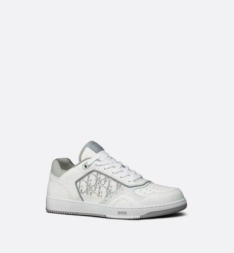 B27 Low-Top Sneaker • White and Gray Smooth Calfskin with White Dior Oblique Galaxy Leather