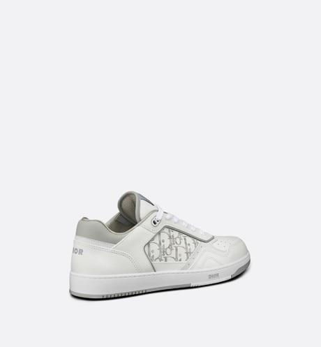 B27 Low-Top Sneaker • White and Gray Smooth Calfskin with White Dior Oblique Galaxy Leather