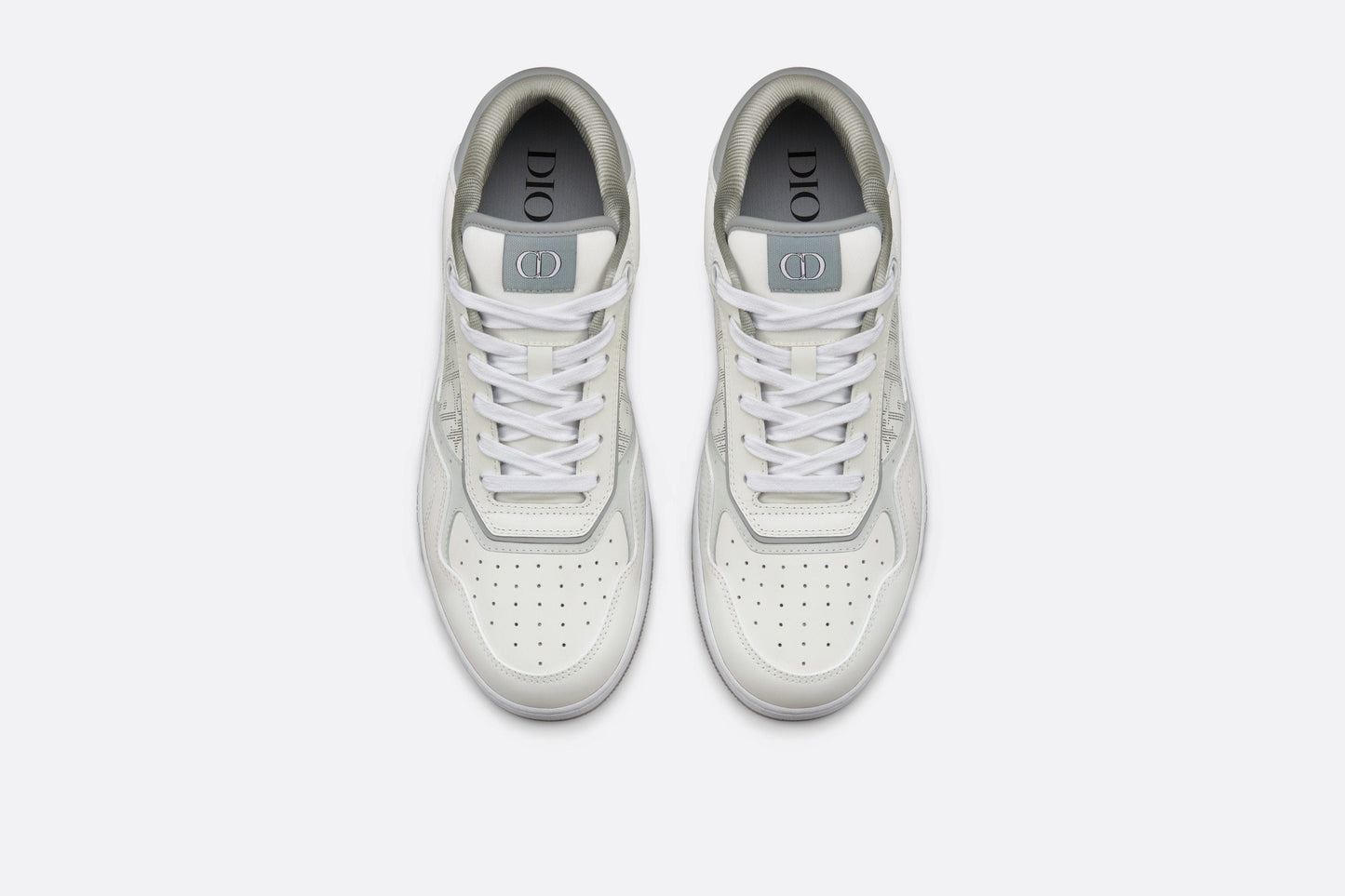 B27 Low-Top Sneaker • White and Gray Smooth Calfskin with White Dior Oblique Galaxy Leather