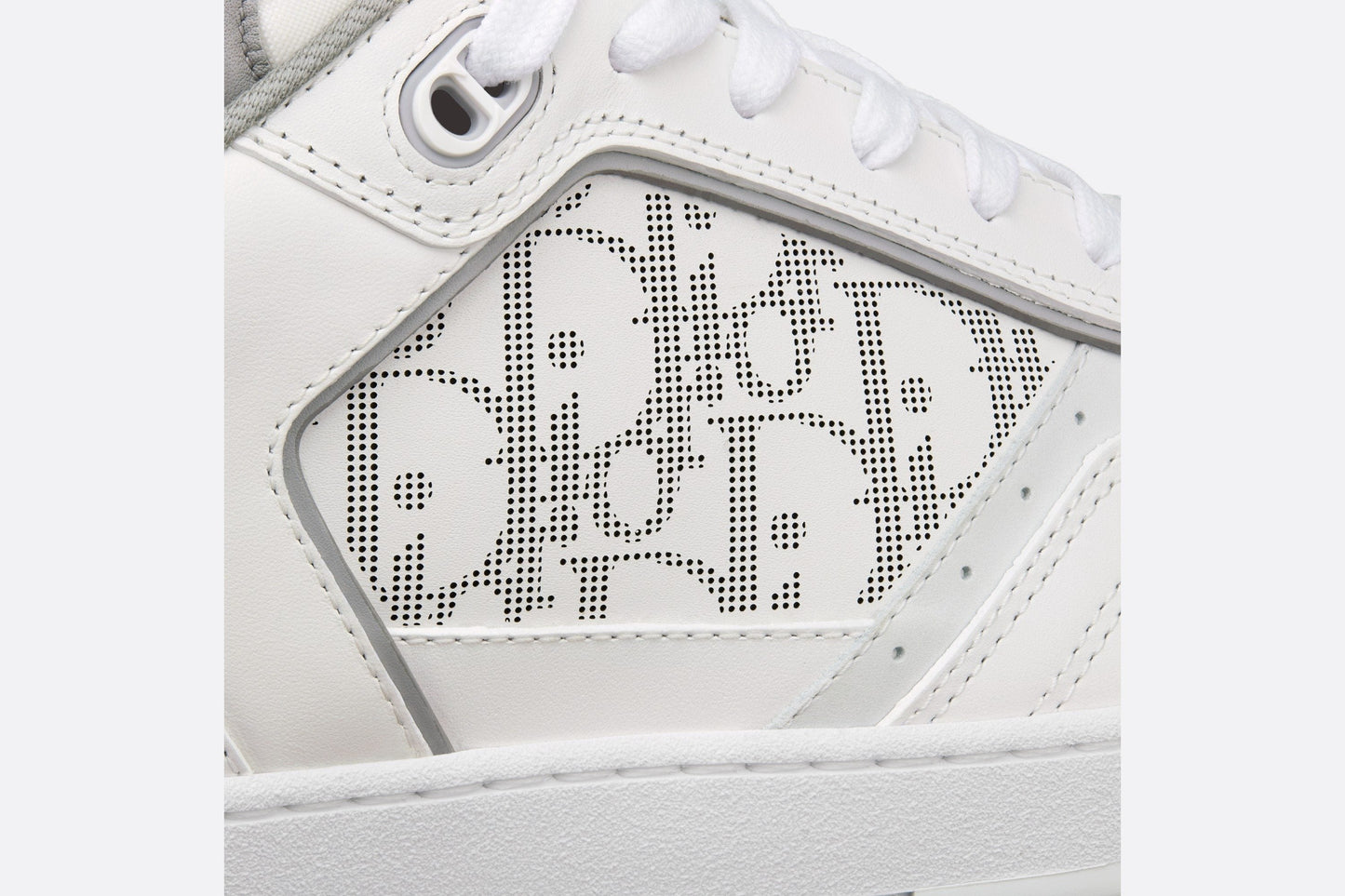 B27 Low-Top Sneaker • White and Gray Smooth Calfskin with White Dior Oblique Galaxy Leather