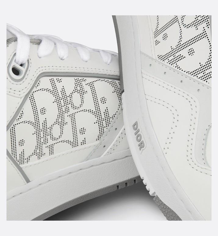 B27 Low-Top Sneaker • White and Gray Smooth Calfskin with White Dior Oblique Galaxy Leather