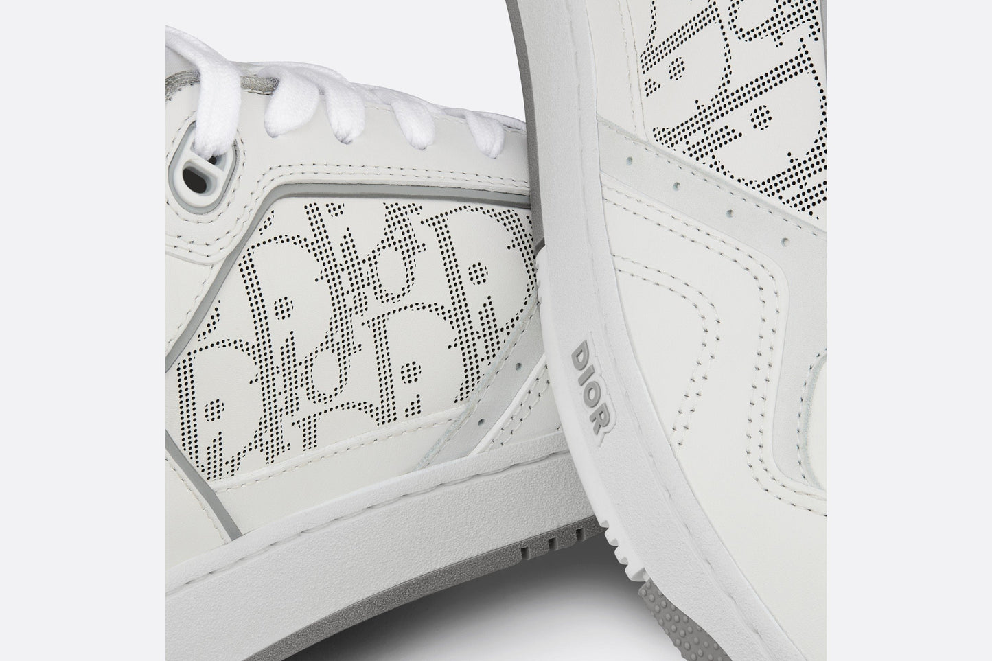 B27 Low-Top Sneaker • White and Gray Smooth Calfskin with White Dior Oblique Galaxy Leather