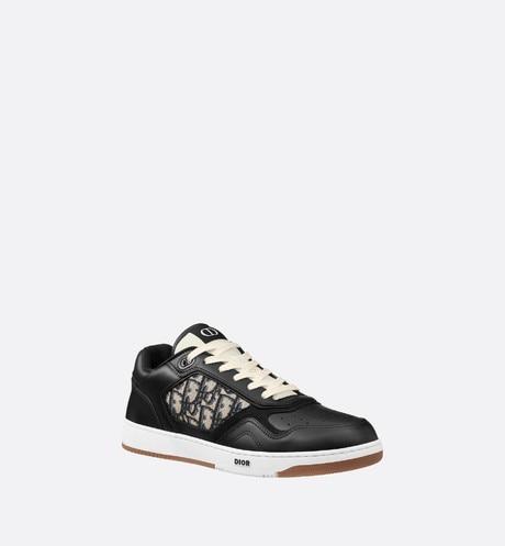 B27 Low-Top Sneaker • Black Smooth Calfskin with Beige and Black Dior Oblique Jacquard